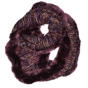 Faux Frenzi fauxfur and knit multicolor infinity scarf